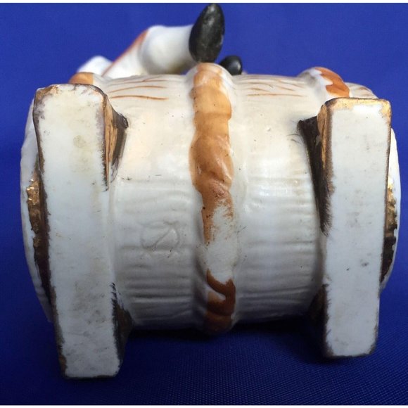 Porcelain Bud Vase Boy Figural Figurine Sitting on Water Barrel Bisque Vintage - Picture 6 of 11